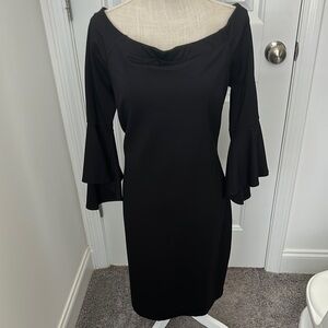 INC International Concepts Black Sheath Dress with Bell Sleeves